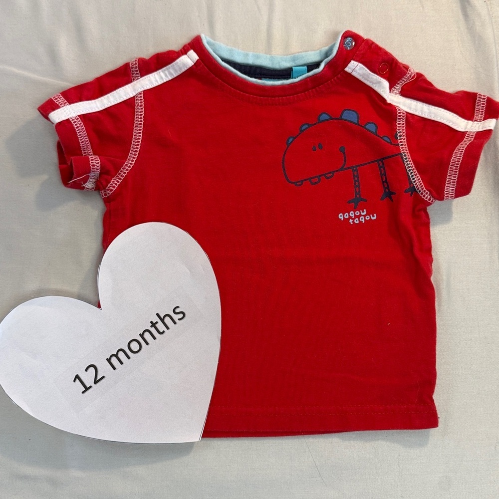 Gagou Tagou - Red Dinosaur Kids short sleeve T-Shirt